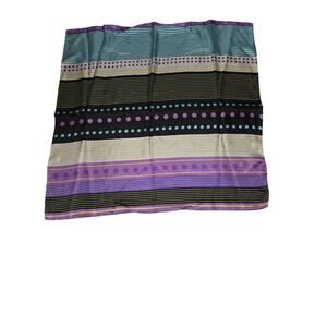 Vintage Silk 60's Retro Square Scarf Stripes Polka Dots 21"